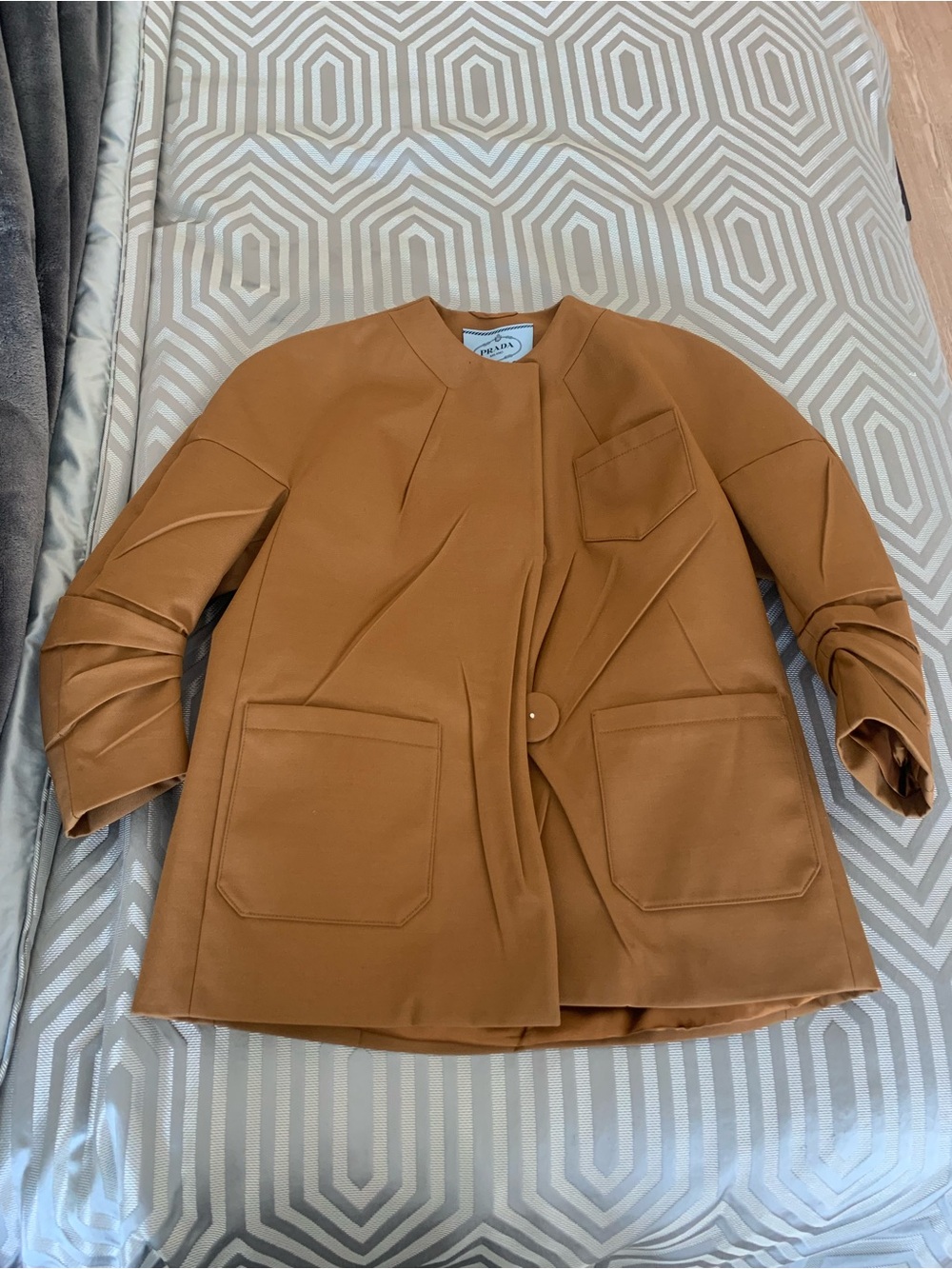 Prada Camel/Tan Pocket Front Blazer Jacket